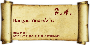 Hargas András névjegykártya